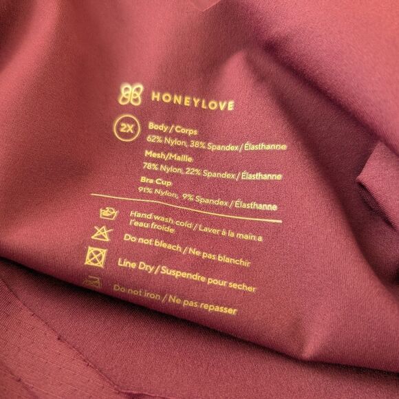 Honeylove LiftWear Tank Seamless Shapewear Wide Band V-Neck Fig Burgundy 2X - Picture 7 of 7